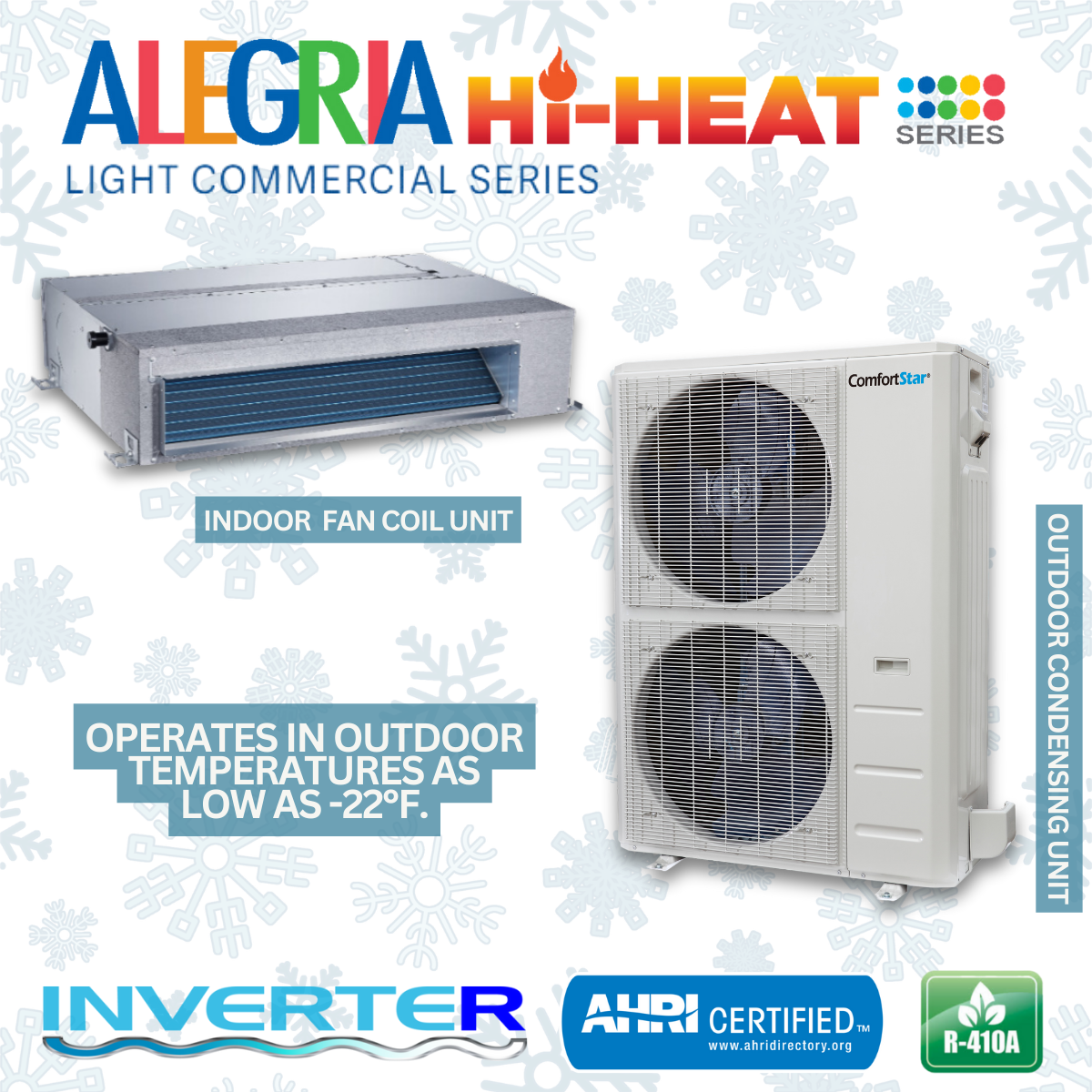 36K Cooling + Heating - 208/230v Light Commercial Fan Coil System – 17.5 SEER2