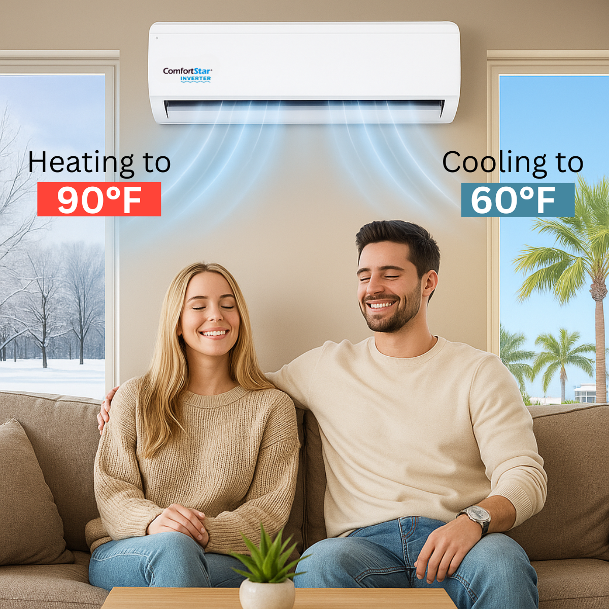36,000 BTU Ductless Mini Split Air Conditioner & Heat Pump – Wall Mounted, 230V Inverter, 18 SEER2 Energy-Efficient Cooling & Heating