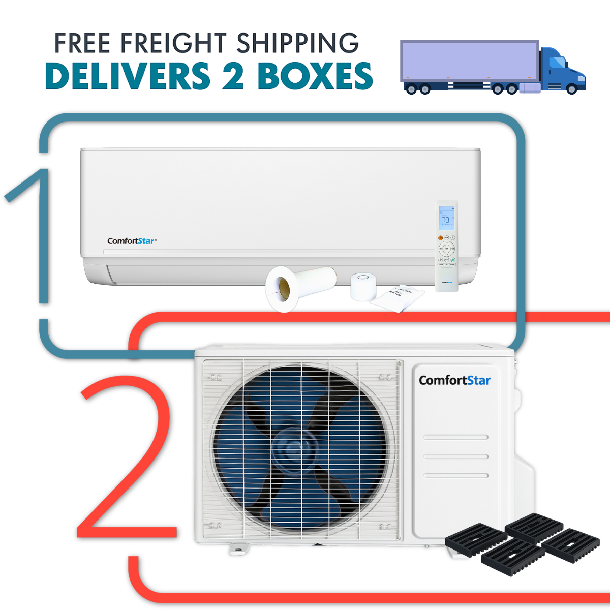 12,000 BTU Cooling + Heating - Wall Mounted Ductless Mini Split Air Conditioner Heat Pump – 23.1 SEER2 Energy-Efficient, Voltage 230V