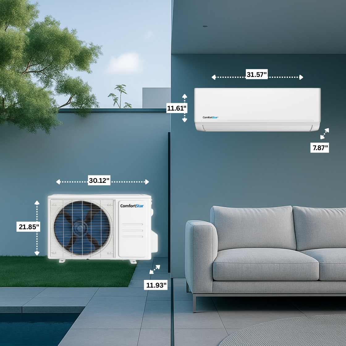 12,000 BTU Cooling + Heating - Wall Mounted Ductless Mini Split Air Conditioner Heat Pump – 23.1 SEER2 Energy-Efficient, Voltage 230V