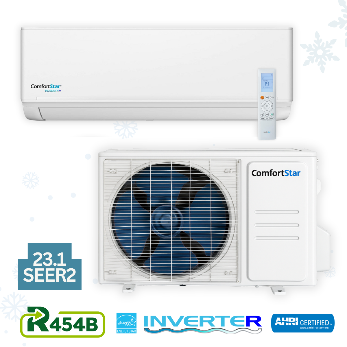 12,000 BTU Cooling + Heating - Wall Mounted Ductless Mini Split Air Conditioner Heat Pump – 23.1 SEER2 Energy-Efficient, Voltage 230V
