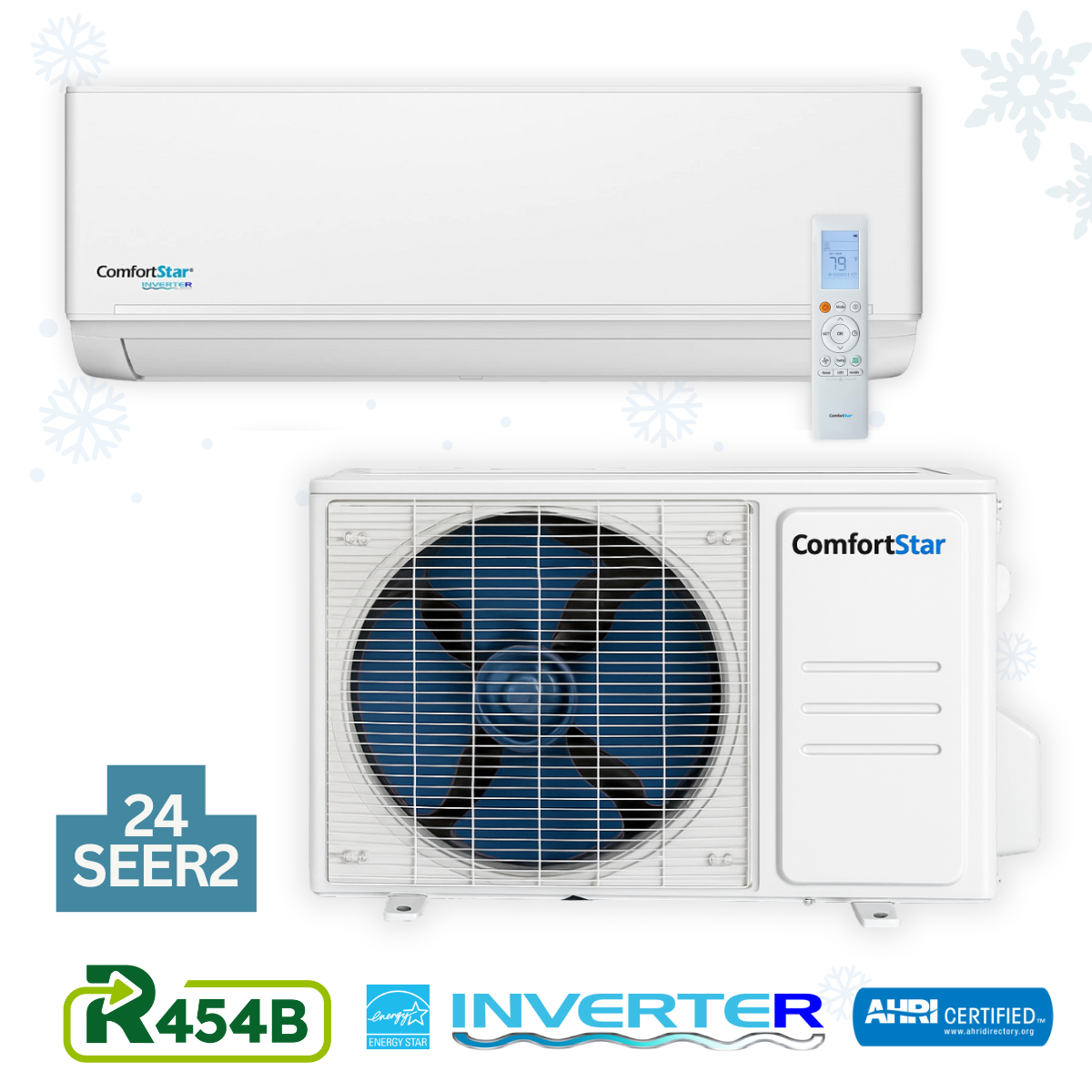 18,000 BTU Cooling + Heating - Wall Mounted Ductless Mini Split Air Conditioner Heat Pump – 24 SEER2 Energy-Efficient, Voltage 230V