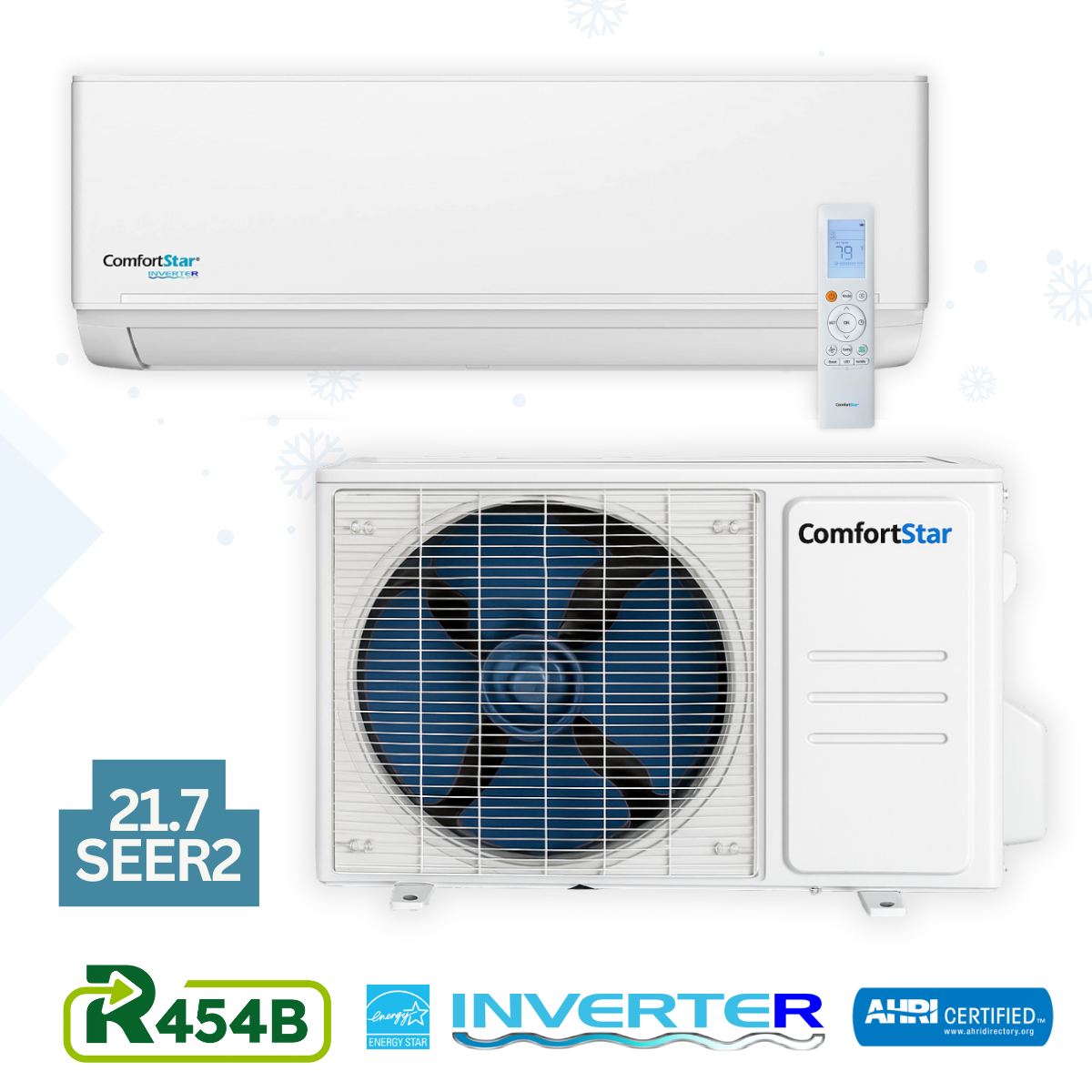 18,000 BTU Cooling + Heating - Wall Mounted Ductless Mini Split Air Conditioner Heat Pump – 21.7 SEER2 Energy-Efficient, Voltage 230V