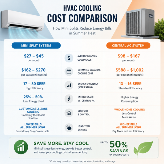 HVAC Cooling Cost Comparison Chart: How Mini Splits Reduce Energy Bills in Summer Heat