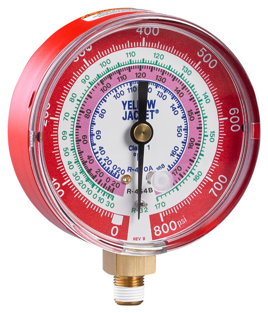 A2L Manifold Gauge - Red, 3-1/8" (80mm), R-32/454B/410A PSI F