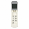 Gray and white HVAC wireless remote control with a blank display and labeled buttons, shown front-facing on a white background.