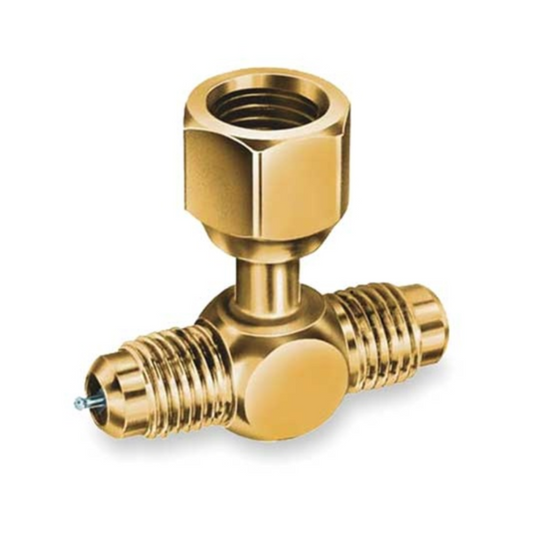 1/4" SWIVEL NUT TEE W/ DEPRESSOR ON BRANCH ACCESS