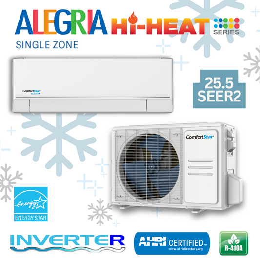 12K Cooling + Heating - 208/230v Energy Star Wall Mounted – Mini-Split System – 25.5 SEER2