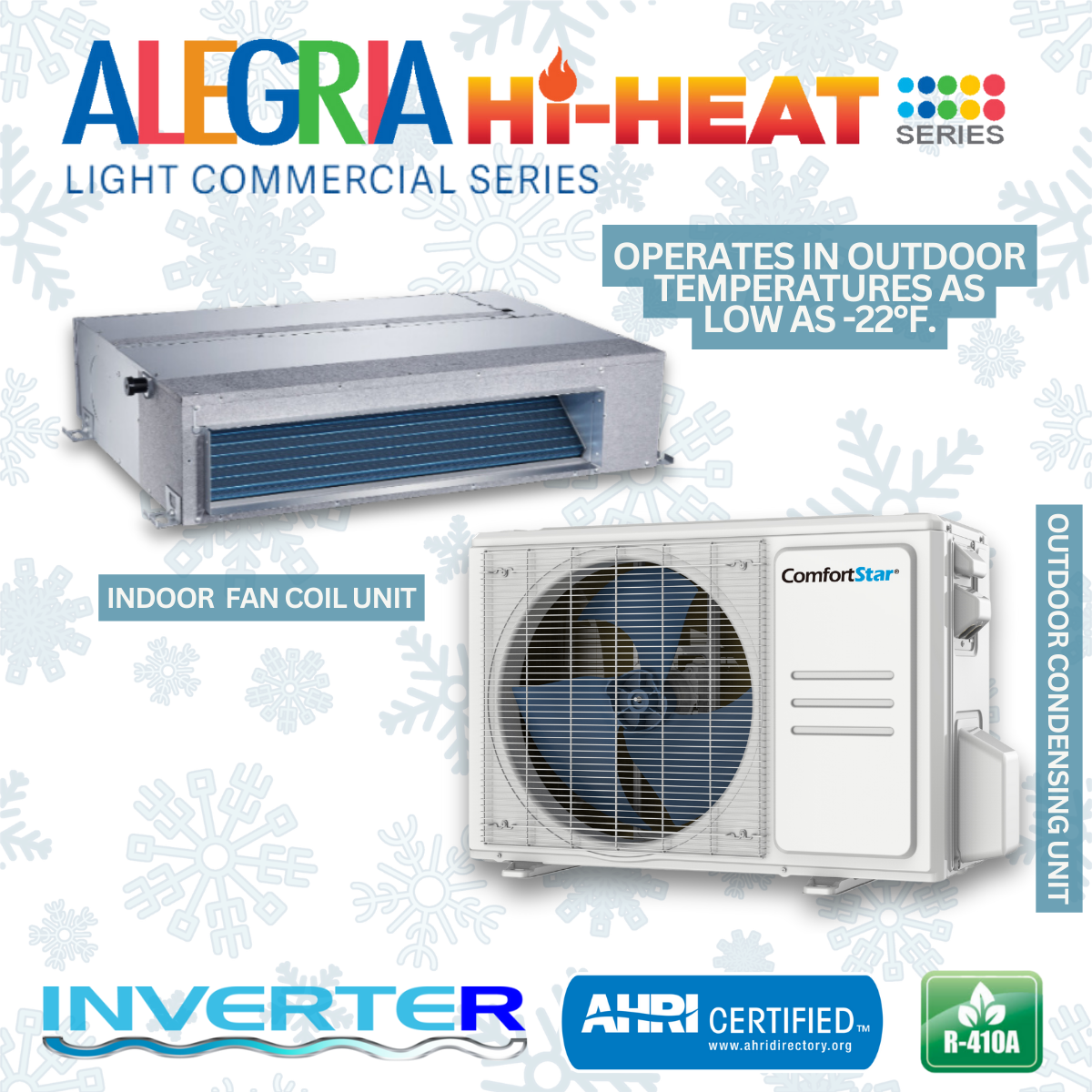 24K Cooling + Heating - 208/230v Energy Star Light Commercial Fan Coil System – 20.6 SEER2