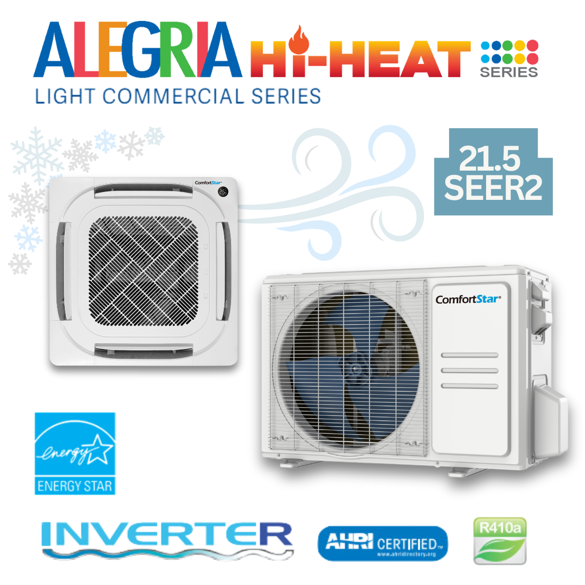 12K Cooling + Heating - 208/230v Energy Star Light Commercial Cassette System – 21.5 SEER2