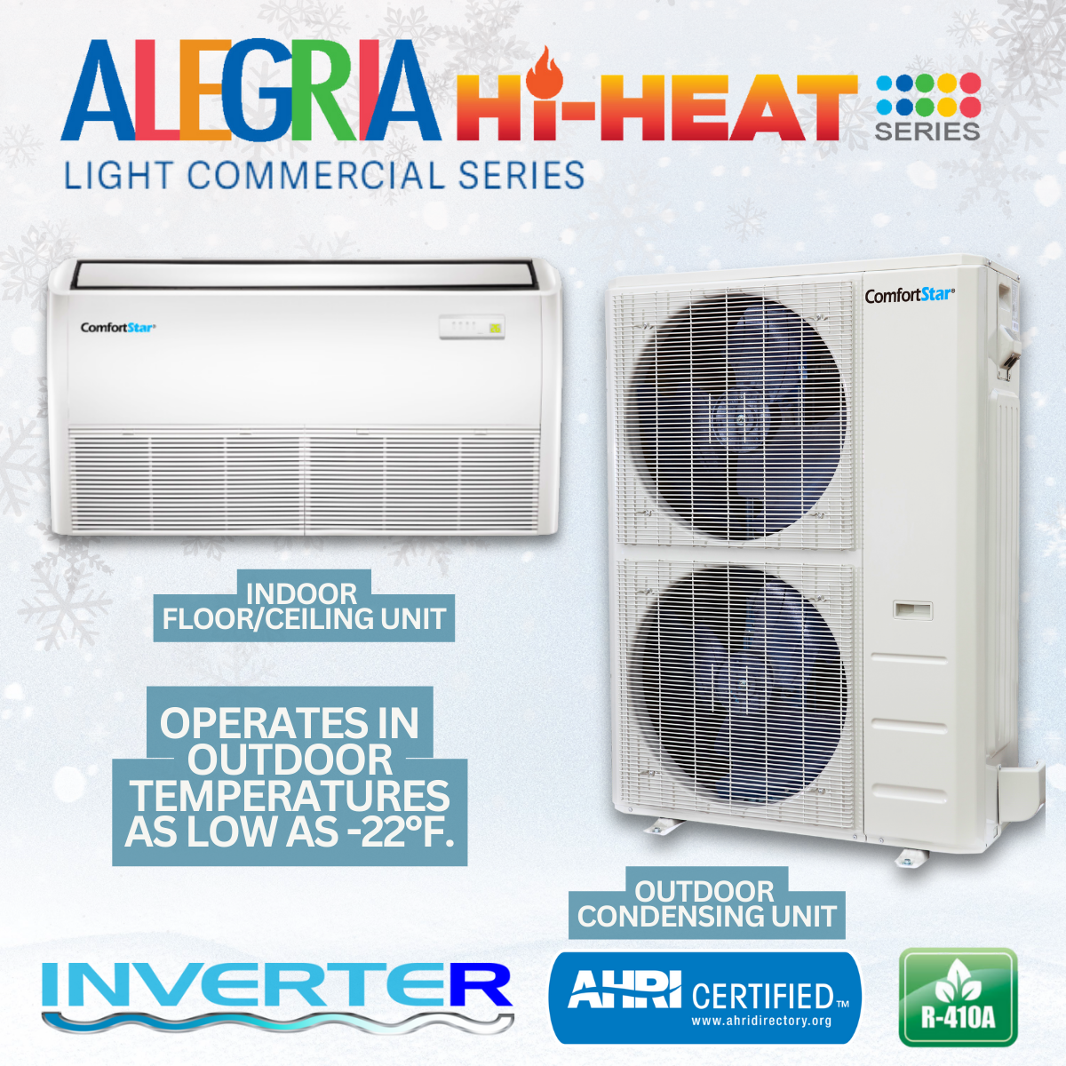 36K Cooling + Heating - 208/230v Light Commercial Floor-Ceiling System – 17.5 SEER2