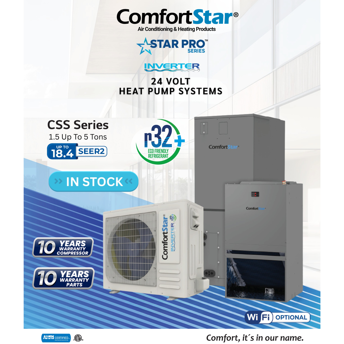 18K CSS CONDENSING UNIT - 24V HEAT PUMP SIDE DISCHARGE - UP TO 18.4 SEER2