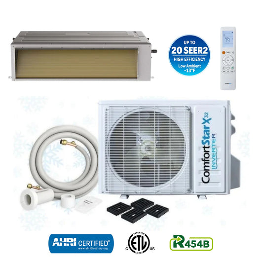 ComfortStar 9,000 BTU mini-split heat pump system with CPA3 indoor fan coil and matched CPP3 outdoor unit.