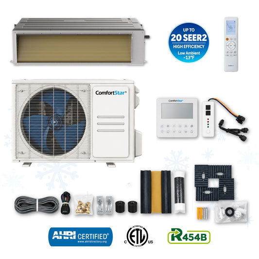 ComfortStar 12,000 BTU fan coil mini-split system with CPA3-12CD indoor unit and CPP3-12CD outdoor unit.