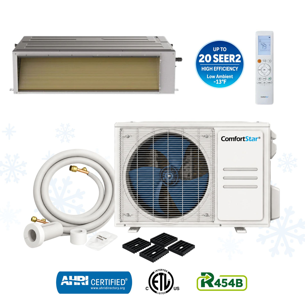 ComfortStar 12,000 BTU mini-split heat pump system with CPAH3 indoor fan coil and matched CPP3 outdoor unit.