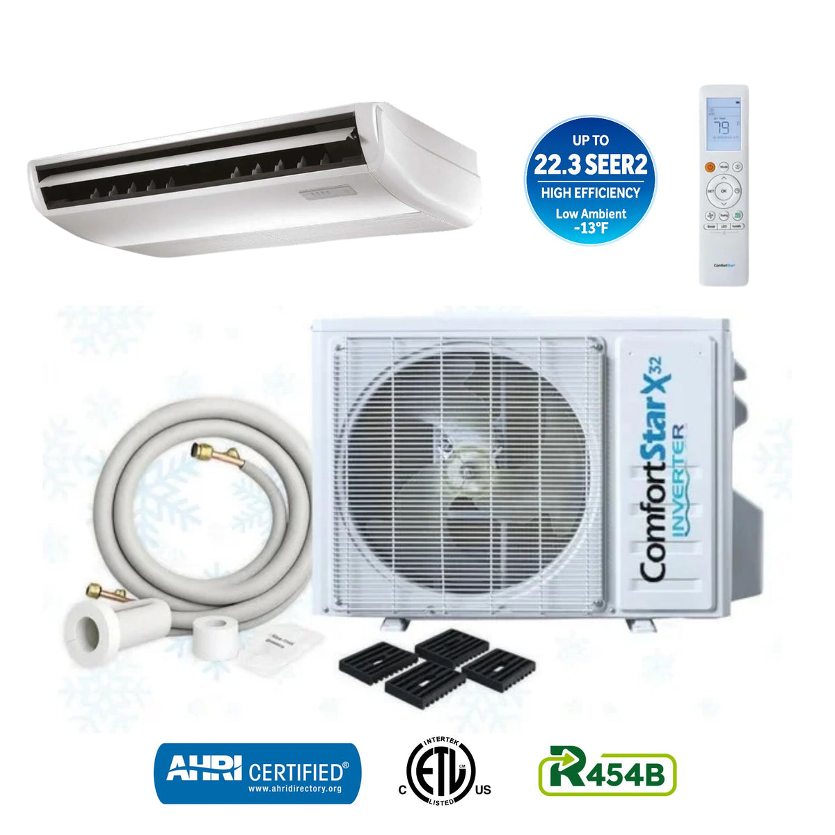 ComfortStar 24,000 BTU floor-ceiling mini-split heat pump system with FPA3 indoor unit and matched CPP3 outdoor unit.