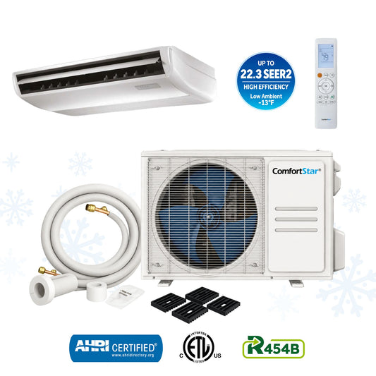 ComfortStar 24,000 BTU floor-ceiling mini-split system with FPA3-24CD indoor unit and CPP3-24CD outdoor unit.