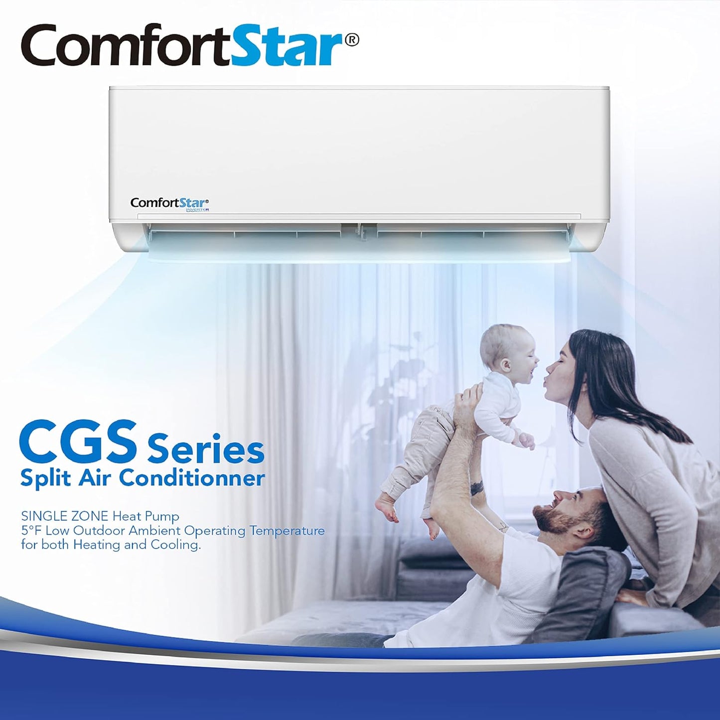 12,000 BTU Ductless Mini Split Air Conditioner & Heat Pump – Wall Mounted, 230V Inverter, 21.4 SEER2 Energy-Efficient Cooling & Heating