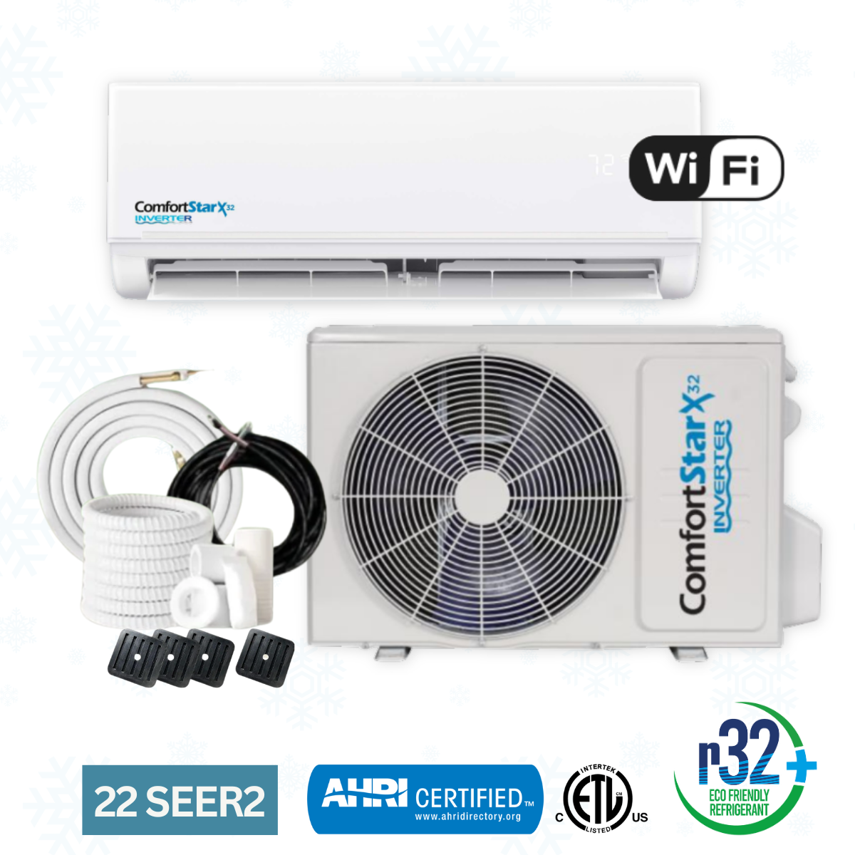 12,000 BTU Mini Split Air Conditioner – Wall Mounted, 230V Inverter, 22 SEER2 Energy-Efficient Cooling, WiFi Smart Control
