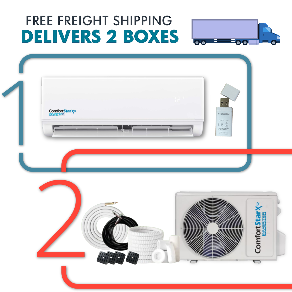 12,000 BTU Mini Split Air Conditioner – Wall Mounted, 230V Inverter, 22 SEER2 Energy-Efficient Cooling, WiFi Smart Control