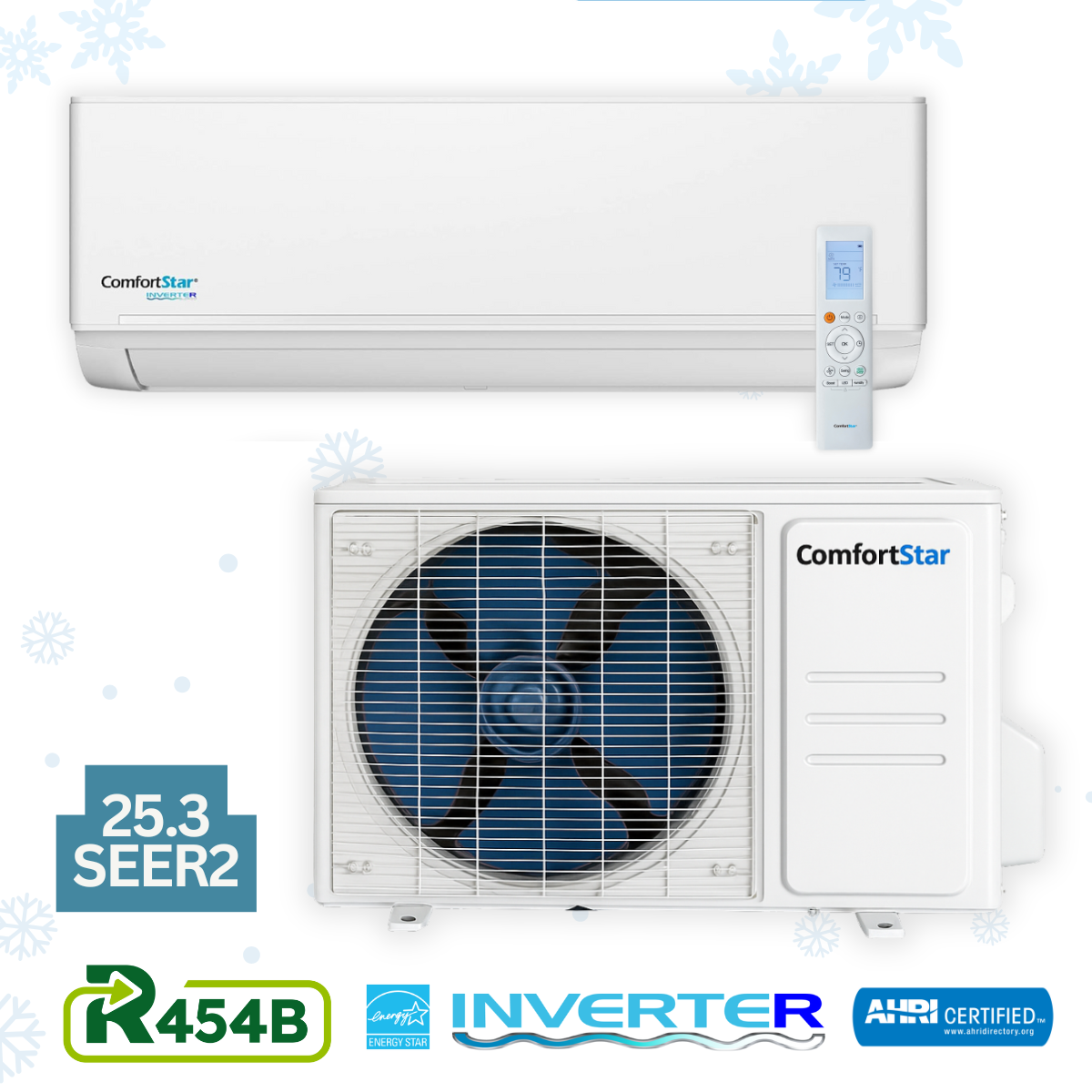 6,000 BTU Cooling + Heating - Wall Mounted Mini Split Air Conditioner Heat Pump – 25.3 SEER2 Energy-Efficient, Voltage 230V