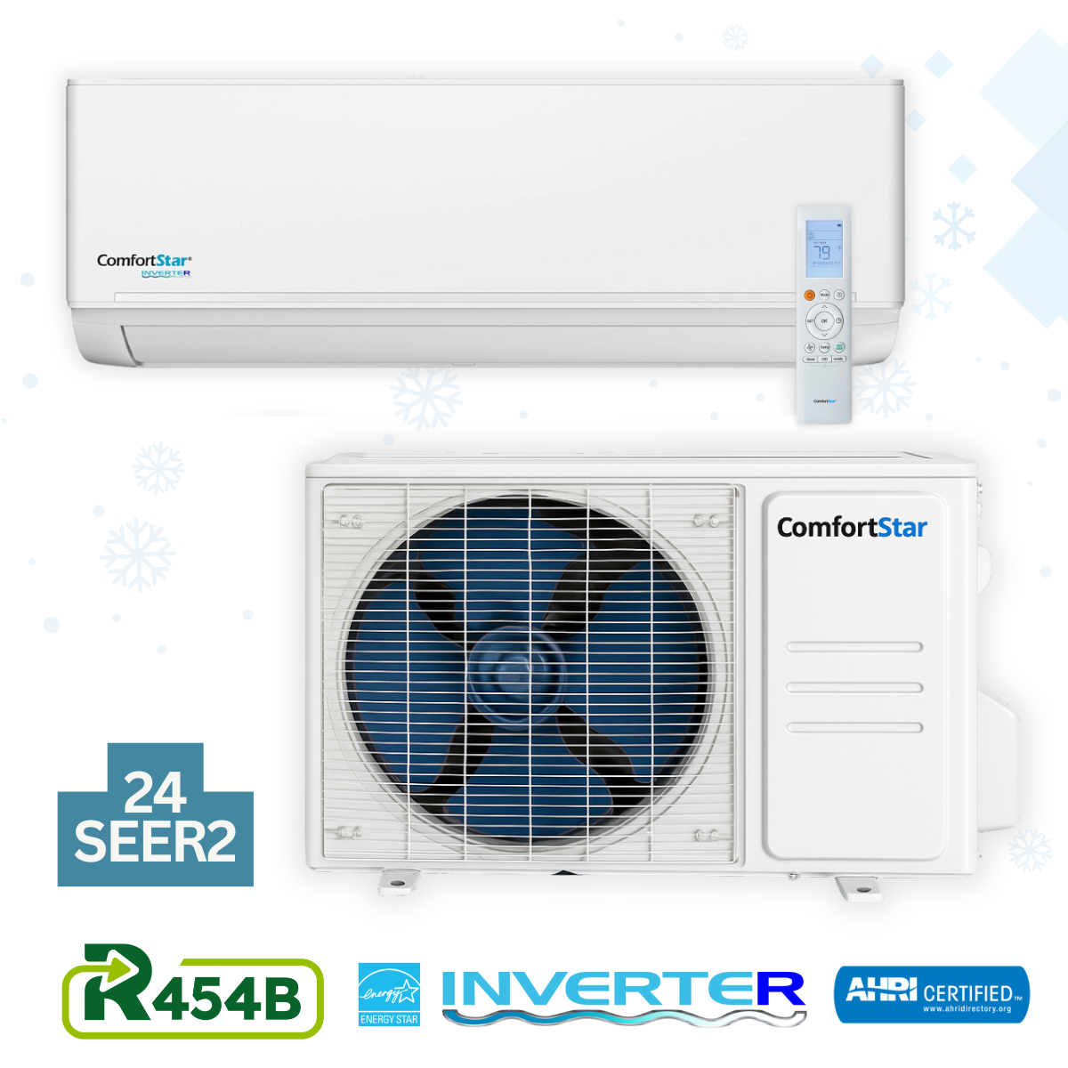 12,000 BTU Cooling + Heating - Wall Mounted Ductless Mini Split Air Conditioner Heat Pump – 24 SEER2 Energy-Efficient, Voltage 230V