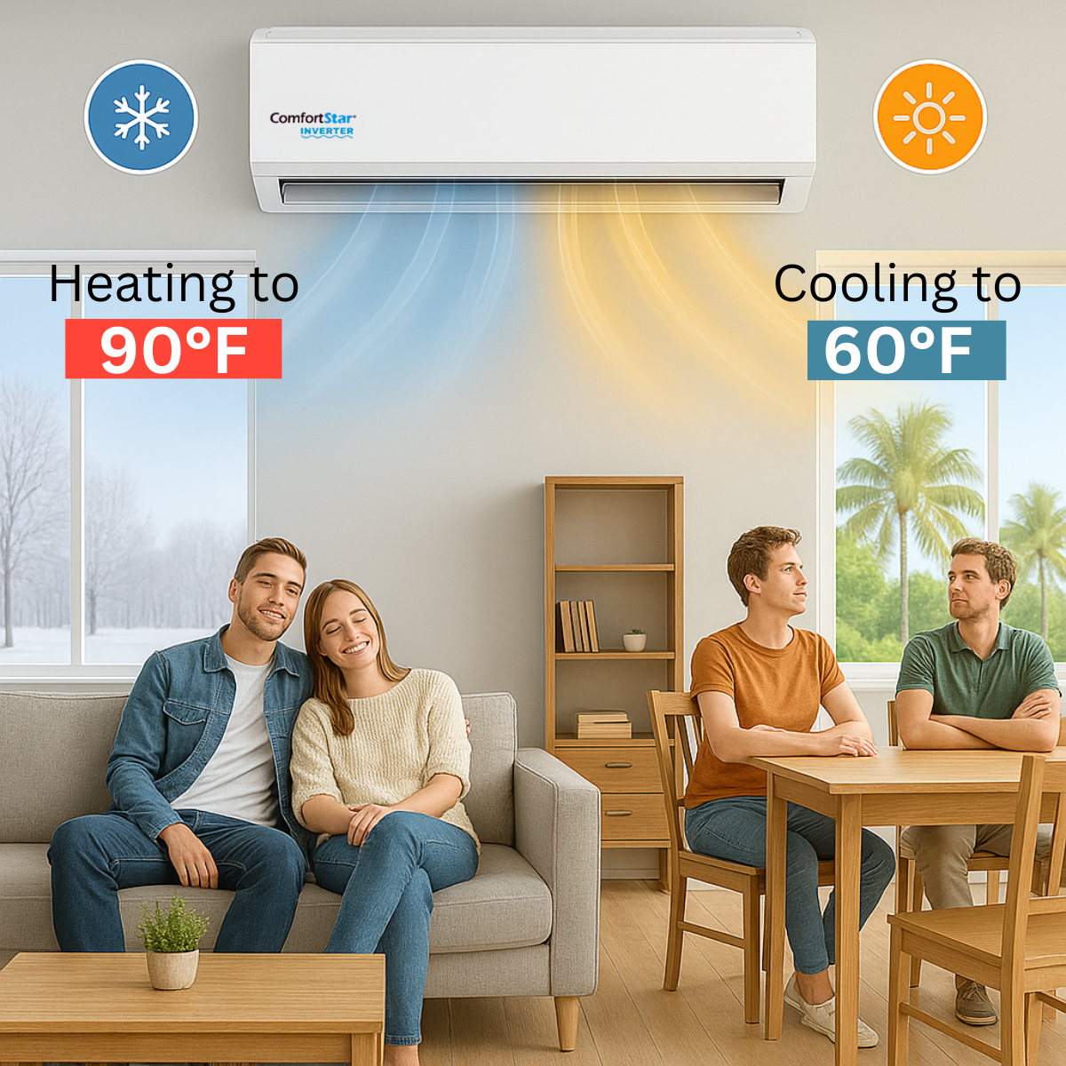 12,000 BTU Cooling + Heating - Wall Mounted Ductless Mini Split Air Conditioner Heat Pump – 24 SEER2 Energy-Efficient, Voltage 230V