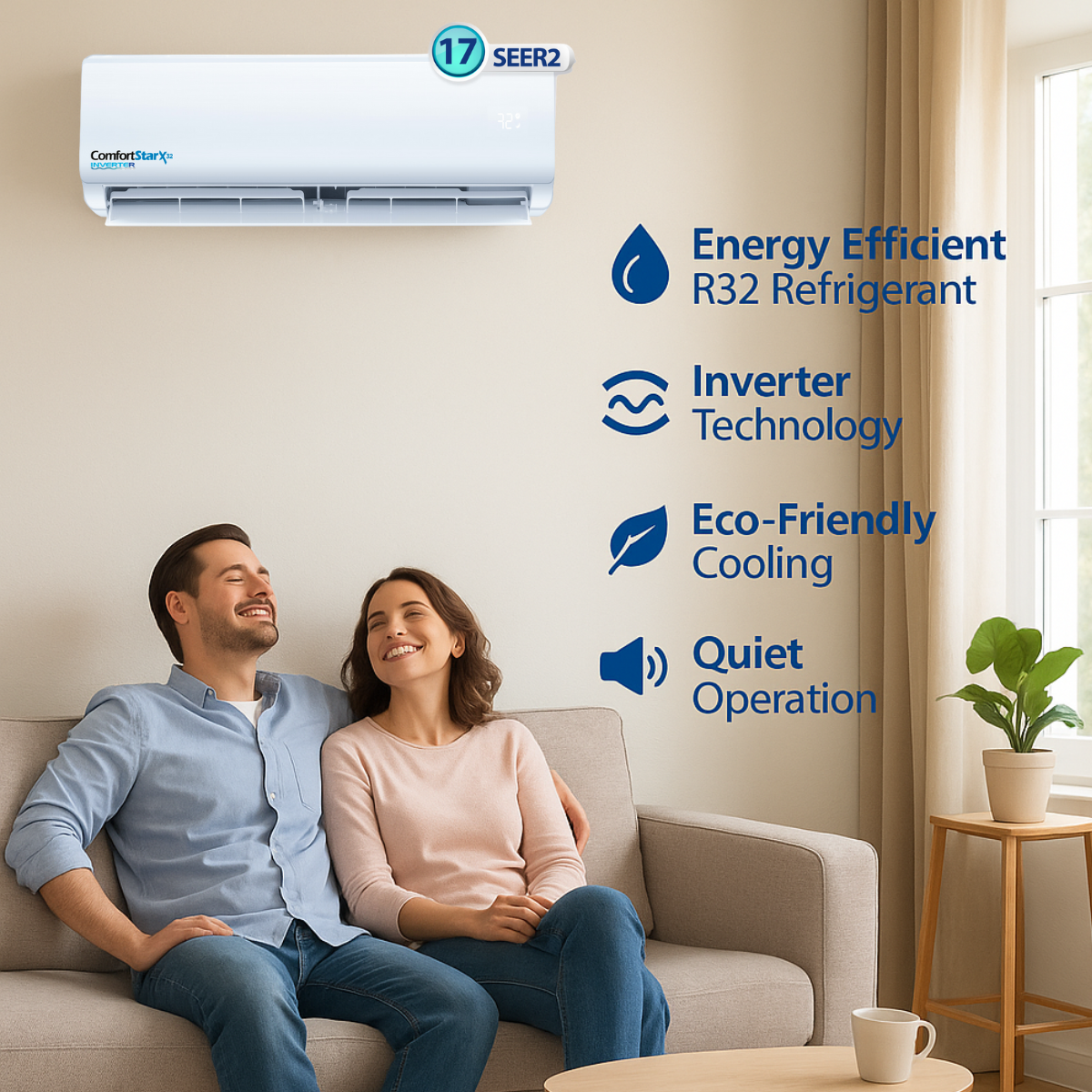 24,000 BTU Wall Mounted Ductless Mini Split Air Conditioner –  17 SEER2 Energy-Efficient Cooling, Voltage 230V
