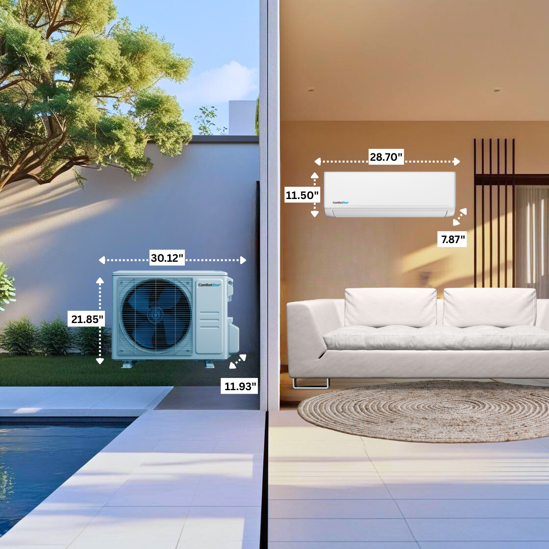 6,000 BTU Cooling + Heating - Wall Mounted Mini Split Air Conditioner Heat Pump – 25.3 SEER2 Energy-Efficient, Voltage 230V